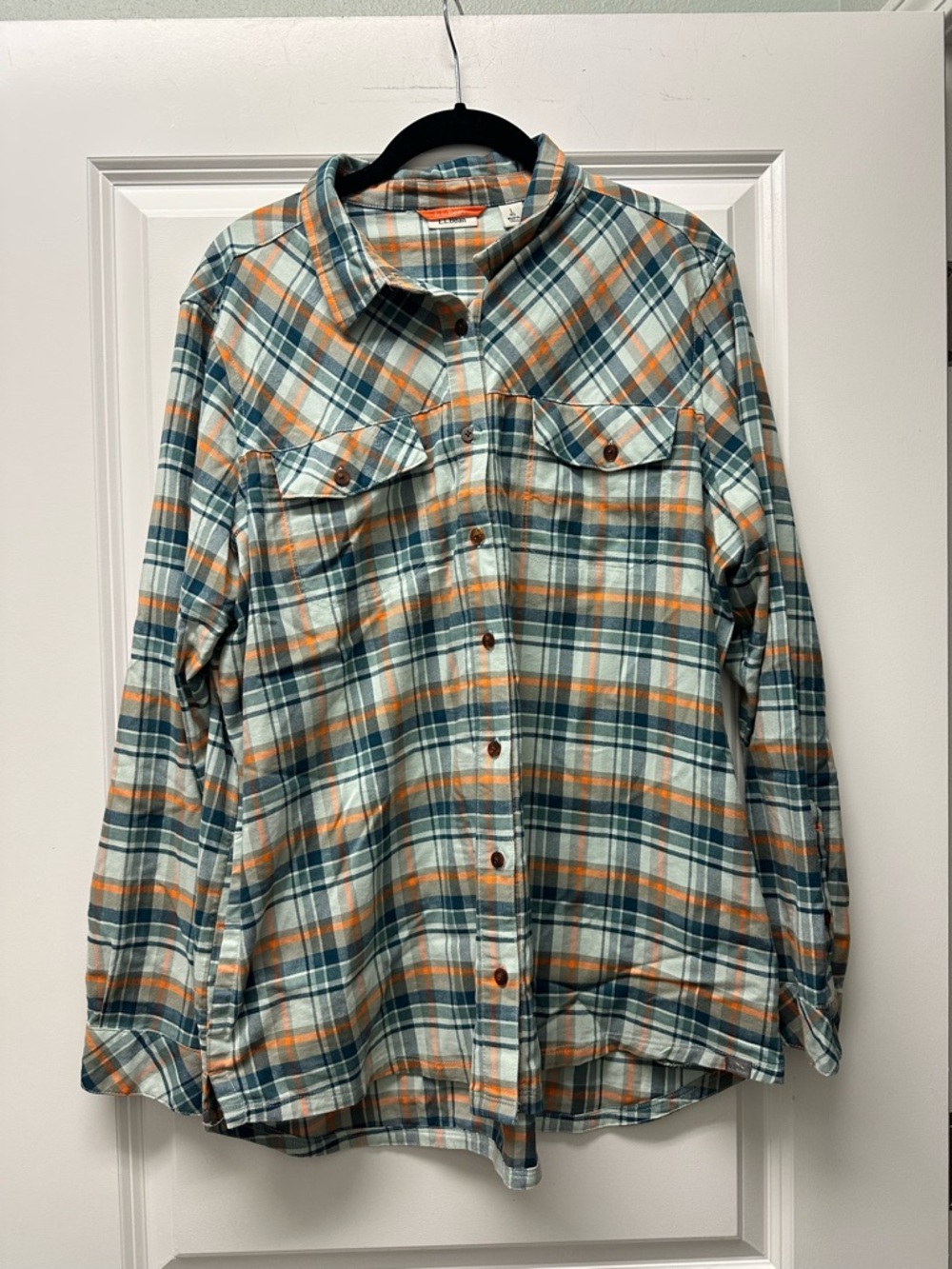 L.L. Bean Men's Plaid Button-Down Shirt in Teal & Orange